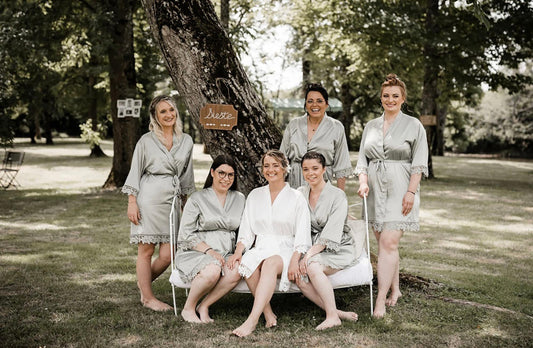 Personalized Satin Bridal Robe: Silky Kimono Bridesmaid Robes