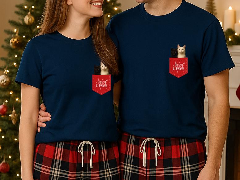 Custom Pet Photo Christmas Pajamas | Tartan Flannel Bottoms
