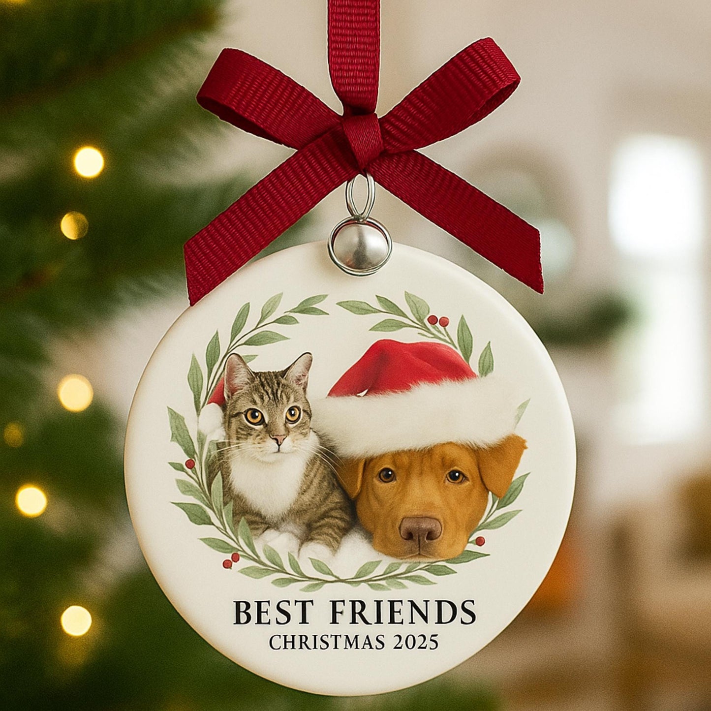 Personalized Pet Portrait Ornament | Custom Ceramic Christmas Keepsake