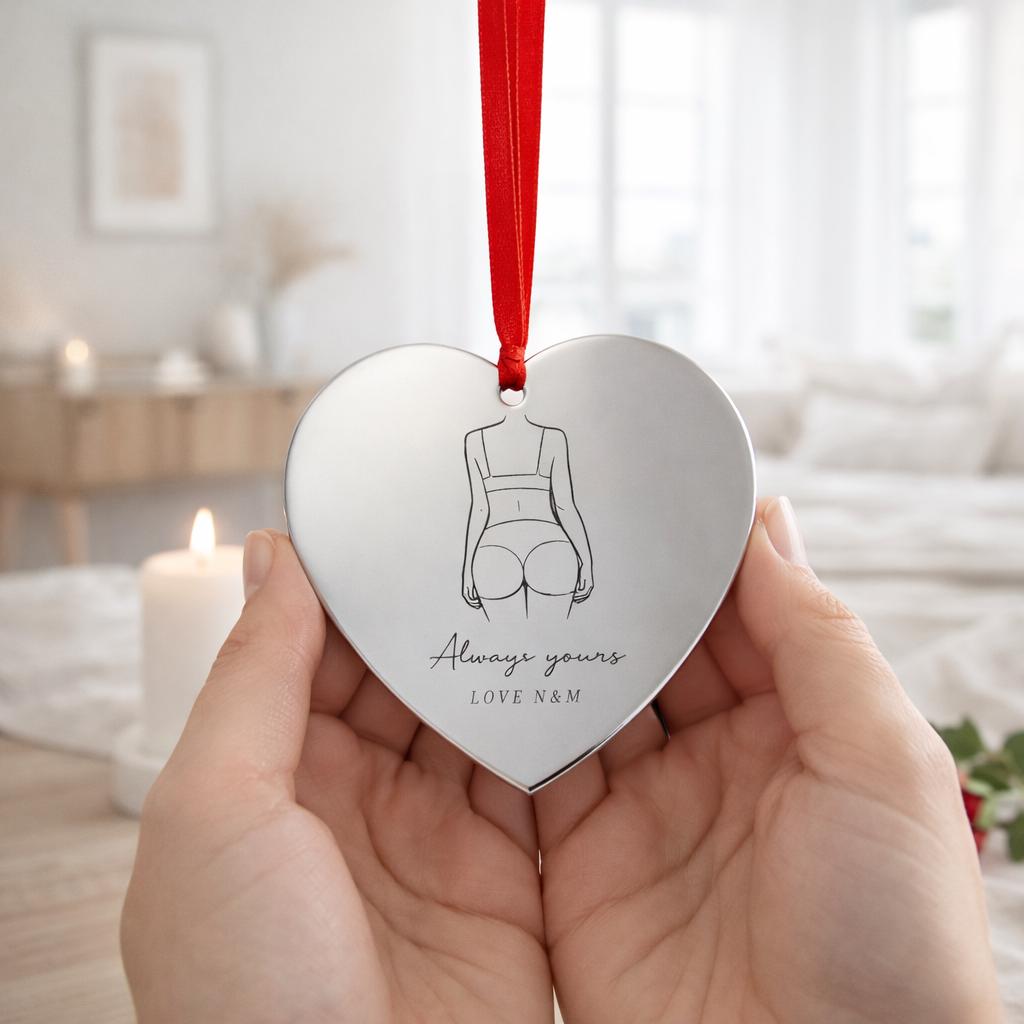 Personalized Photo Engraved Heart Ornament, Mother's Day Gift