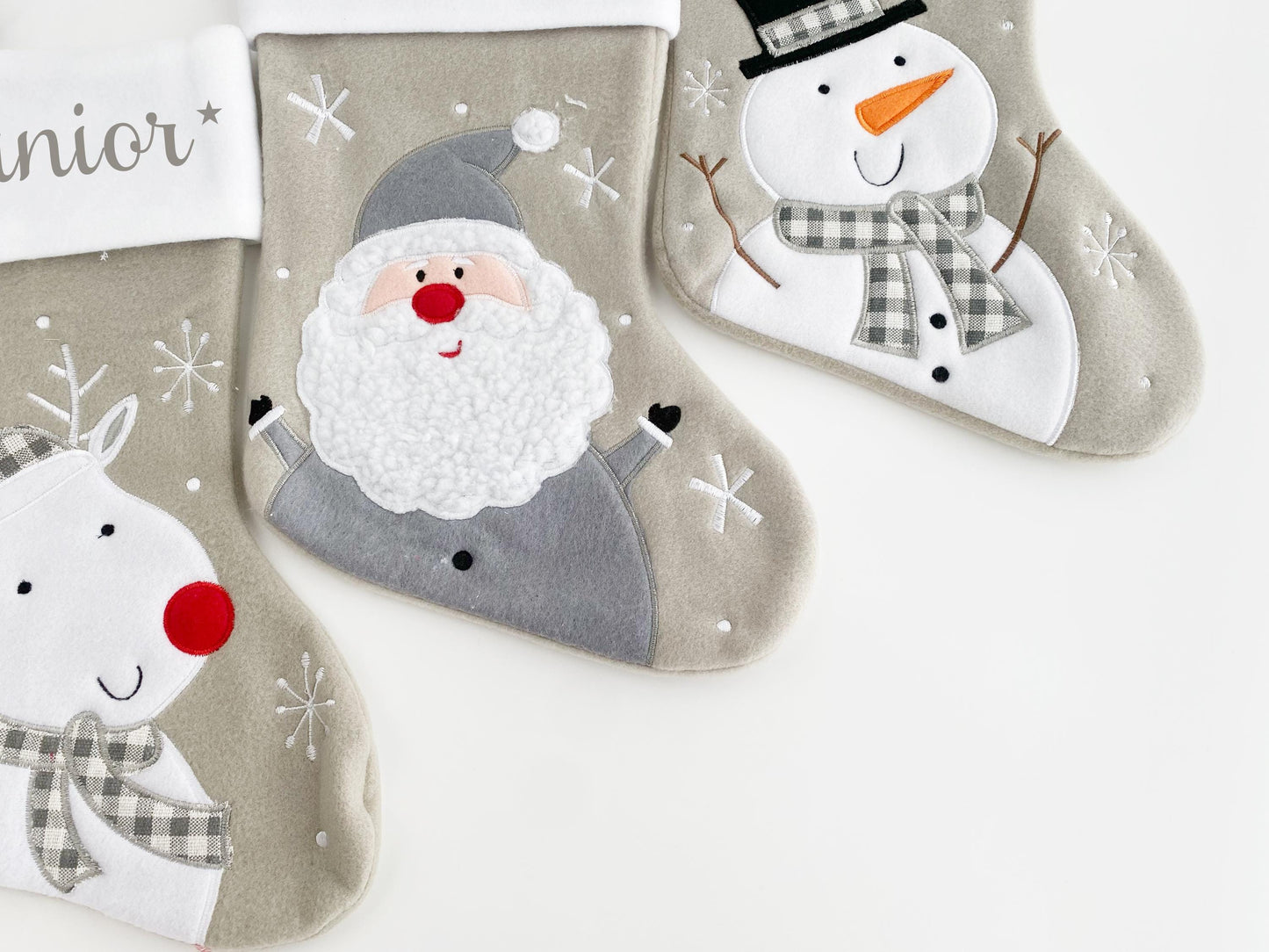 Personalized Plush Christmas Stocking: Santa, Reindeer, Snowman