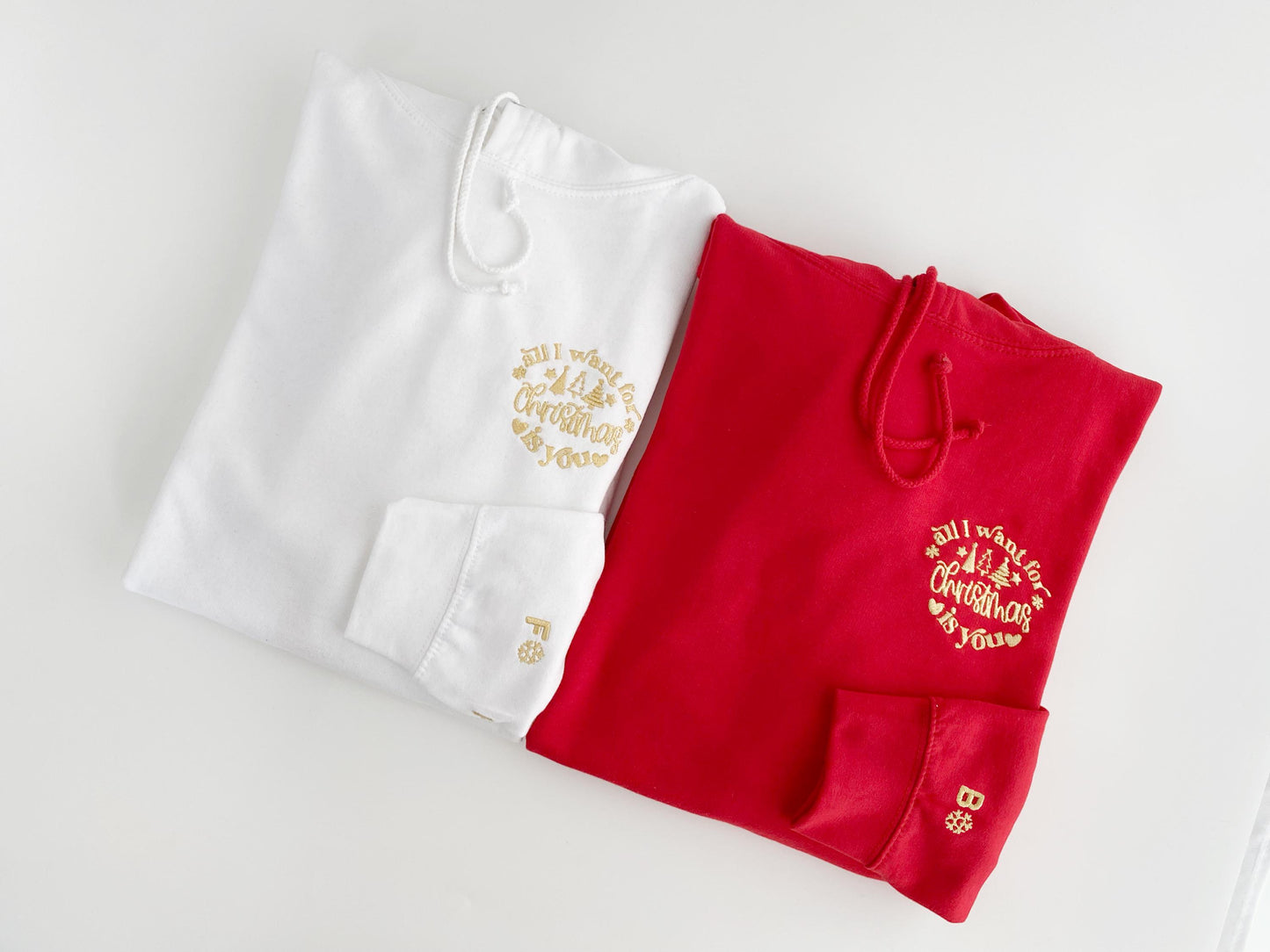 Custom Embroidered Couples Christmas Hoodie: Matching His & Hers