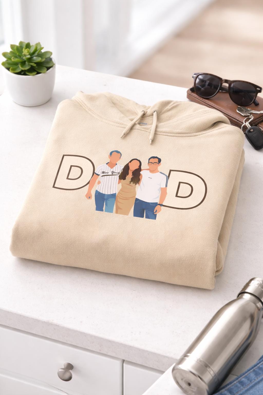 Custom Dad Portrait Sweatshirt, Personalized Father's Day Gift