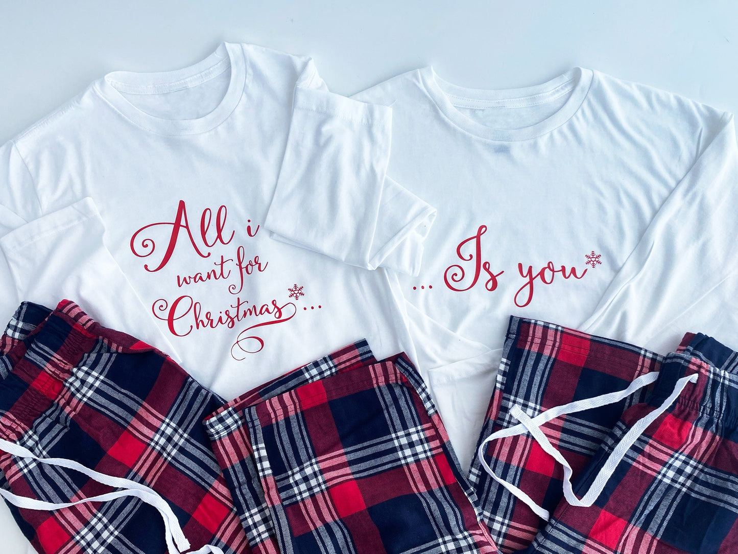 Personalized Christmas Couples Pyjamas: Flannel Tartan Matching Set