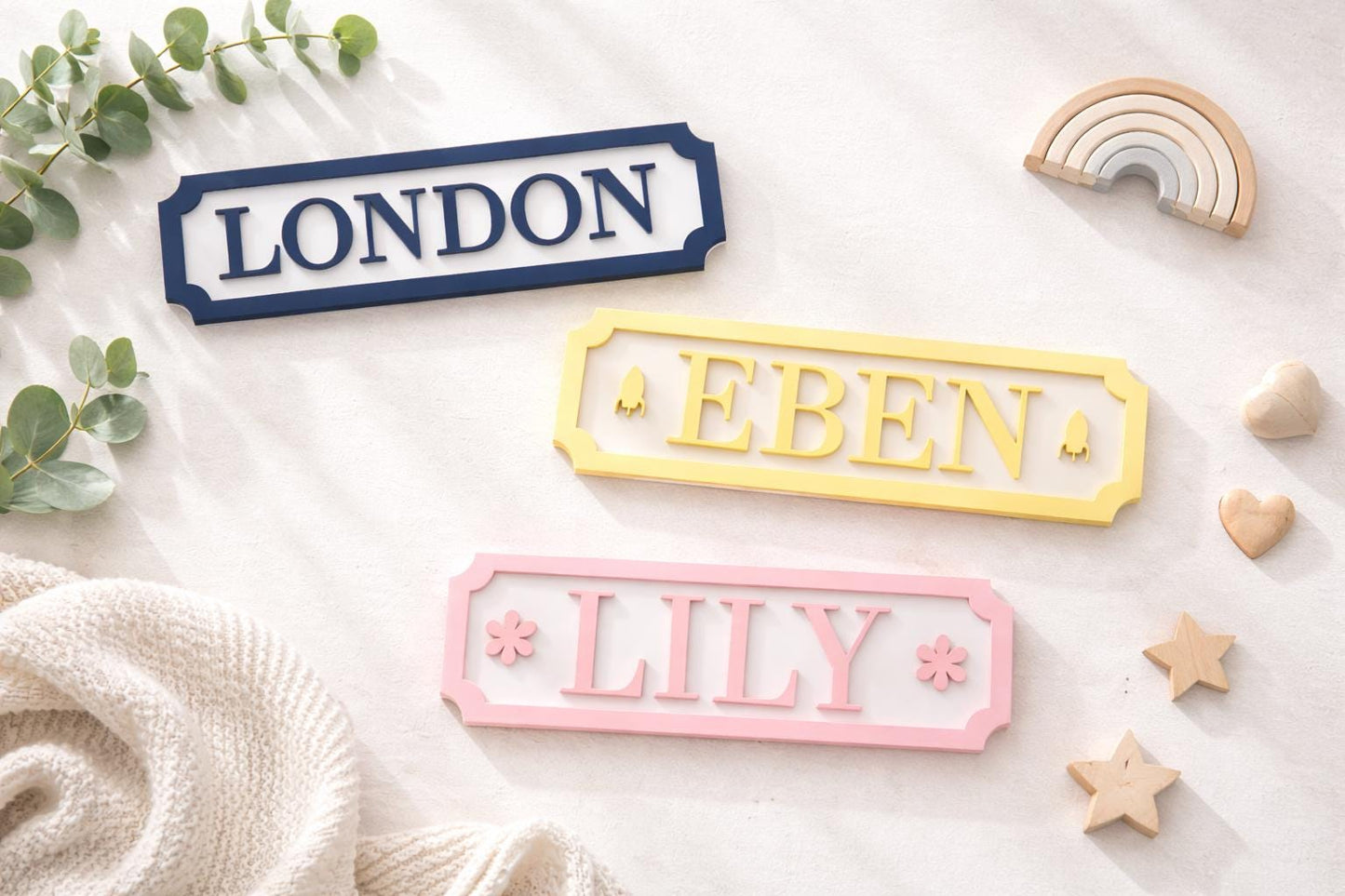 Custom Wooden Name Sign - Nursery Wall Decor, Baby Shower Gift