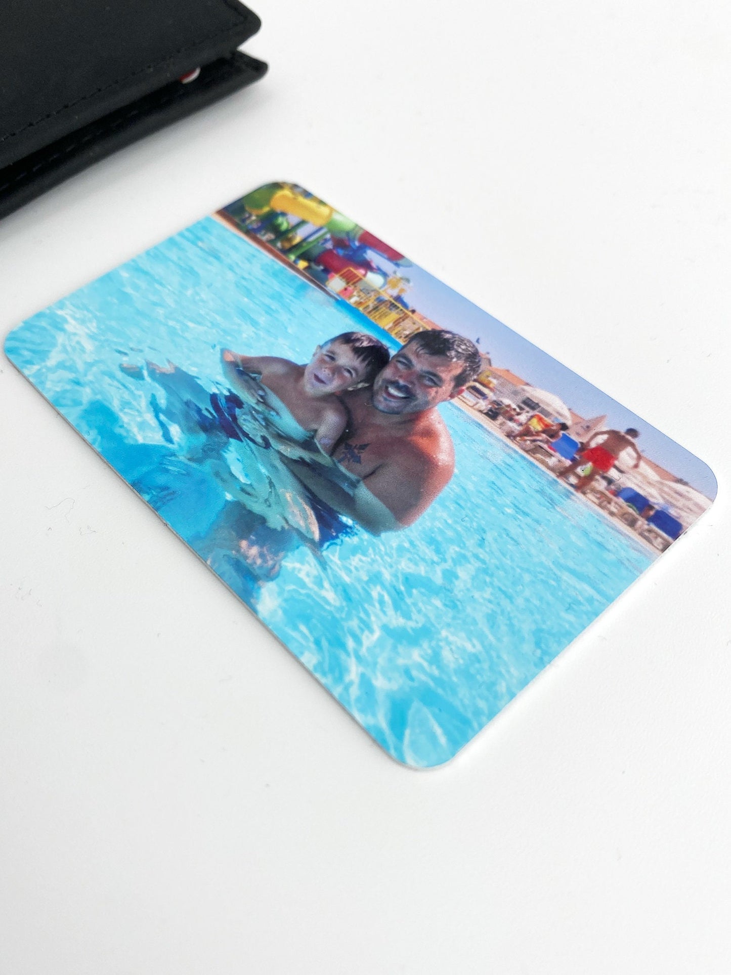 Engraved Faux Leather Wallet Set: Personalized Photo Card & Keyring