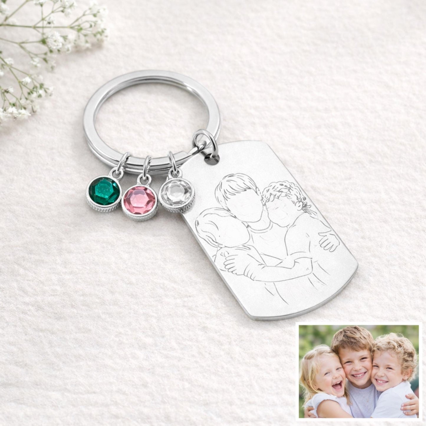 Mothers day keyring for Nana, Nanny, Grandmother with grandchildren photo