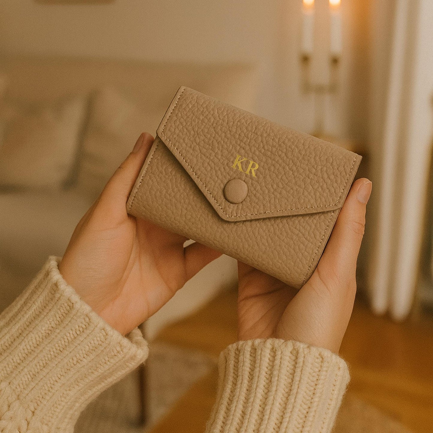 Monogram Leather Envelope Purse - Personalized Mothers Day Gift