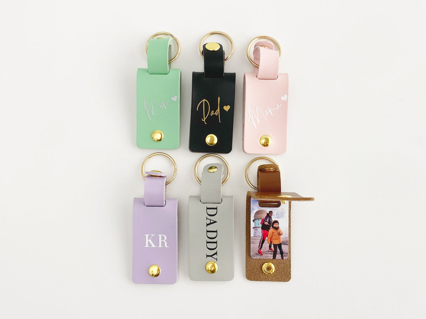 Personalized Photo Faux Leather Keyring: Custom Bag Charm Gift
