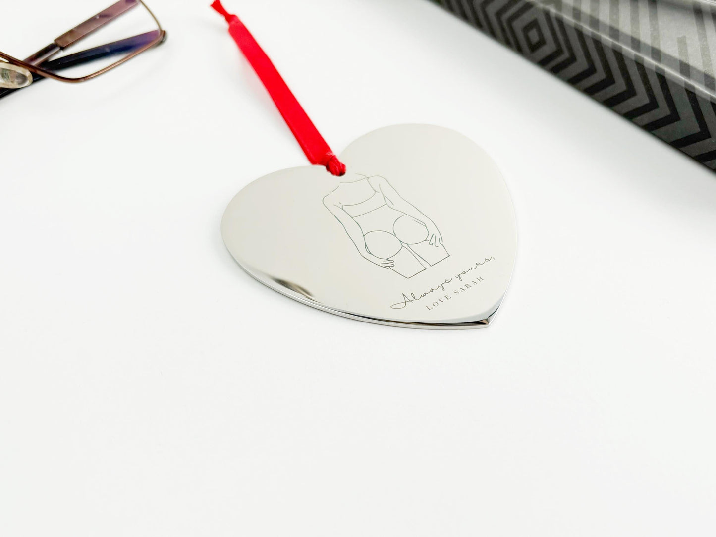Personalized Photo Engraved Heart Ornament, Mother's Day Gift