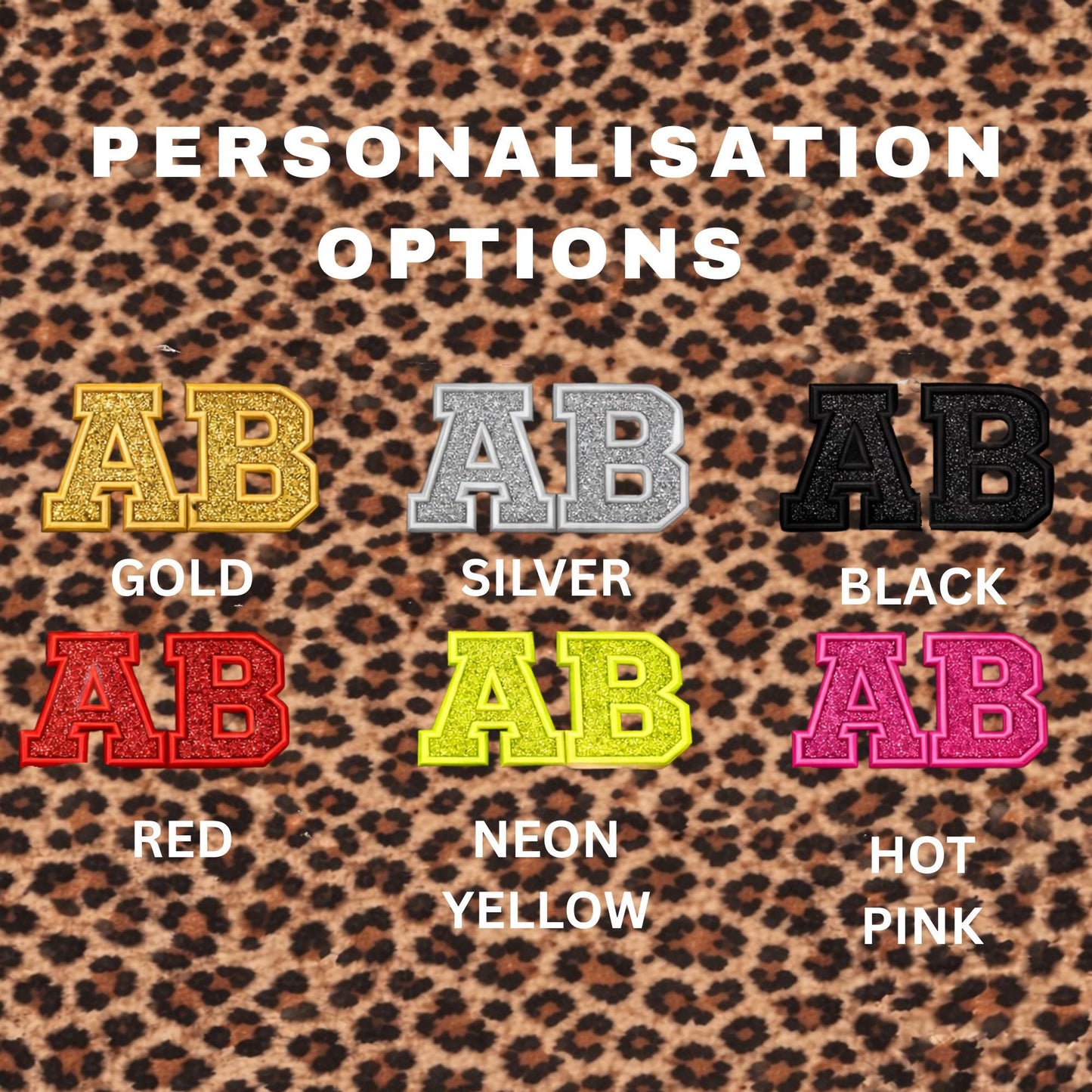 Embroidered Leopard Print Tote Bag | Custom Initial Glitter Applique