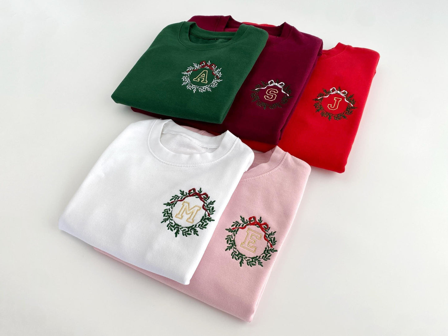 Embroidered Initial Christmas Sweatshirt - Kids Personalized Jumper