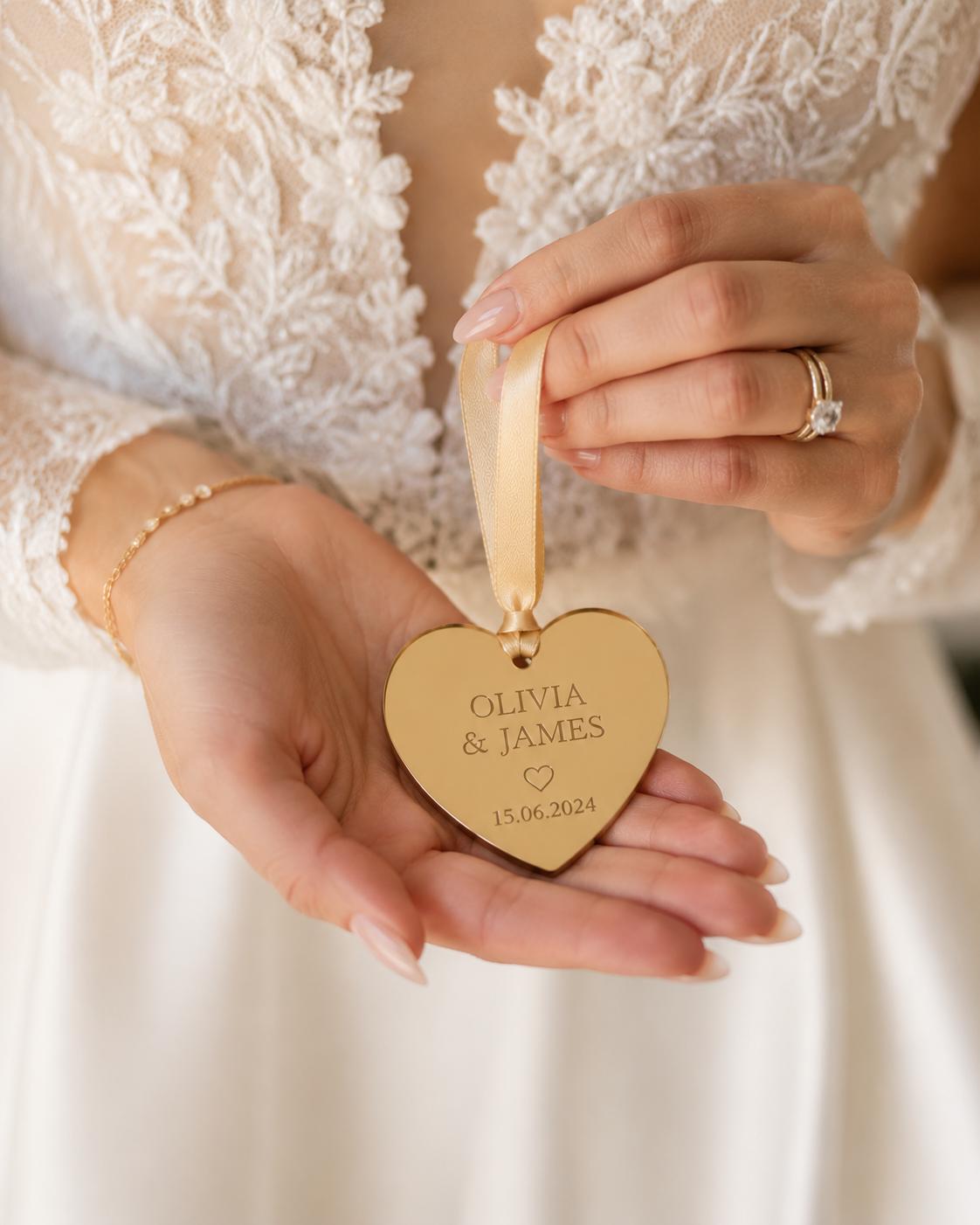 Personalised Wedding Money Envelope | Cash Wallet, Engraved Heart, Ribbon Detail
