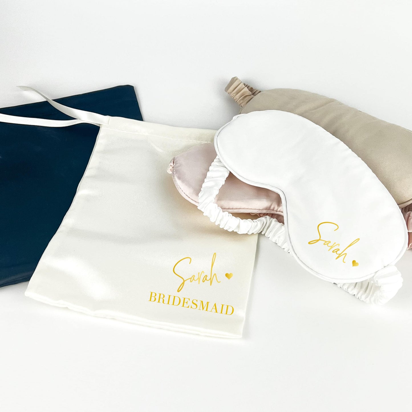 Custom Satin Eye Mask & Scrunchie Set: Bridesmaid Proposal Gift