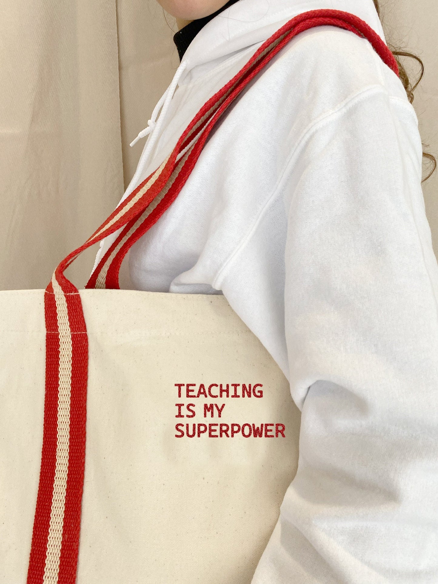 Embroidered Teacher Tote Bag: Personalized Organic Cotton Canvas Gift