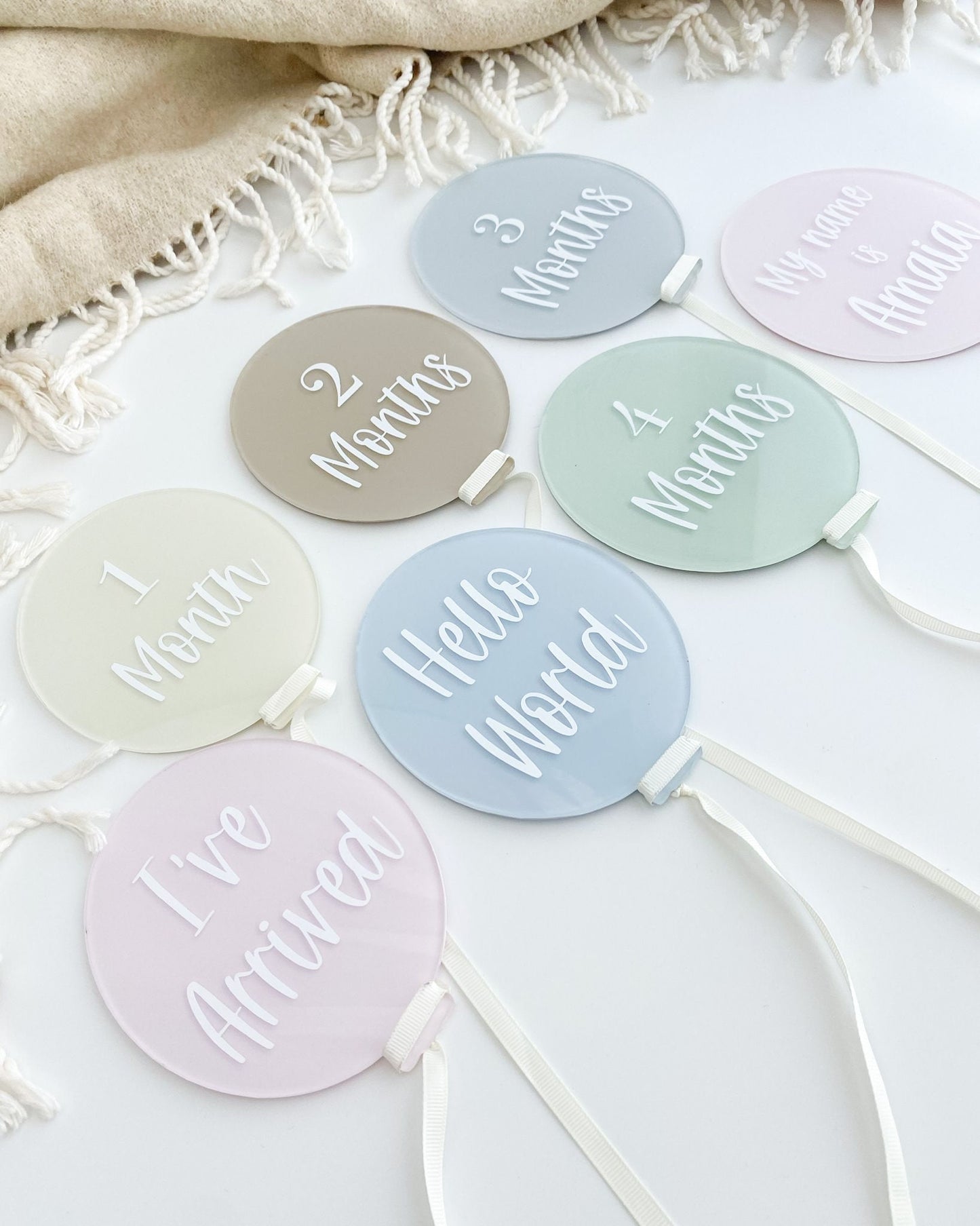 Acrylic Baby Milestone Markers, Hot Air Balloon Theme, New Baby Gift