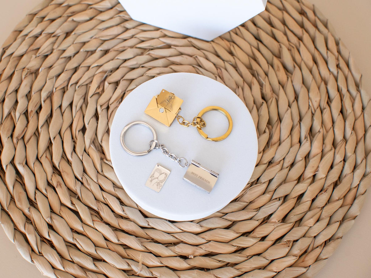 Porte-clés enveloppe photo personnalisée | Porte-clés secret personnalisé | Cadeau pour meilleur ami et couple