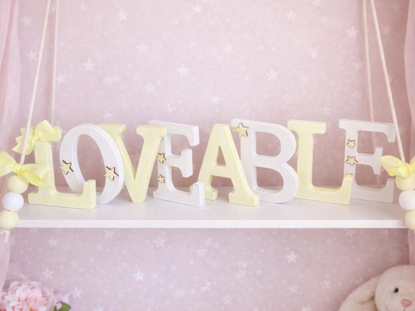 Wooden Name Letters – Baby Name Sign for Nursery – Custom Wood Name Sign – Girls & Boys Room Decor