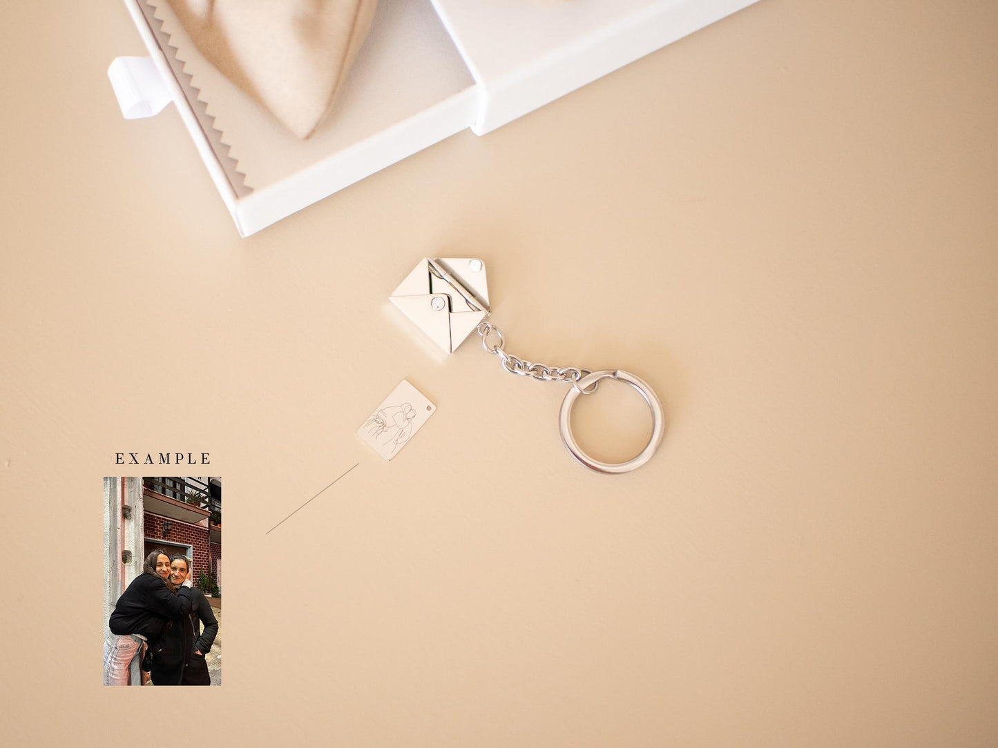 Personalized Envelope Keychain: Engraved Stainless Steel Love Letter