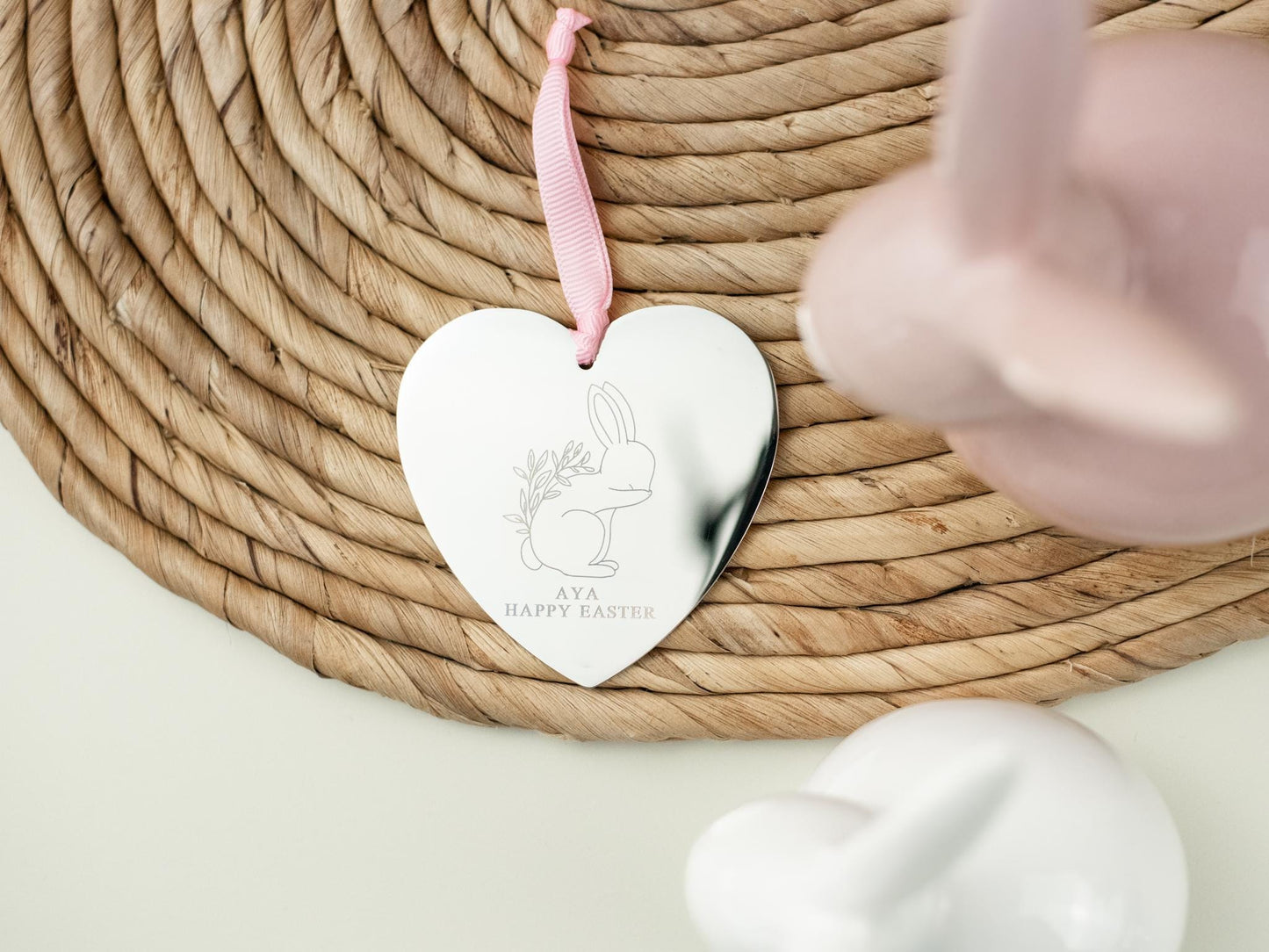 Personalized Easter Basket Tag: Engraved Metal Bunny Name Tag