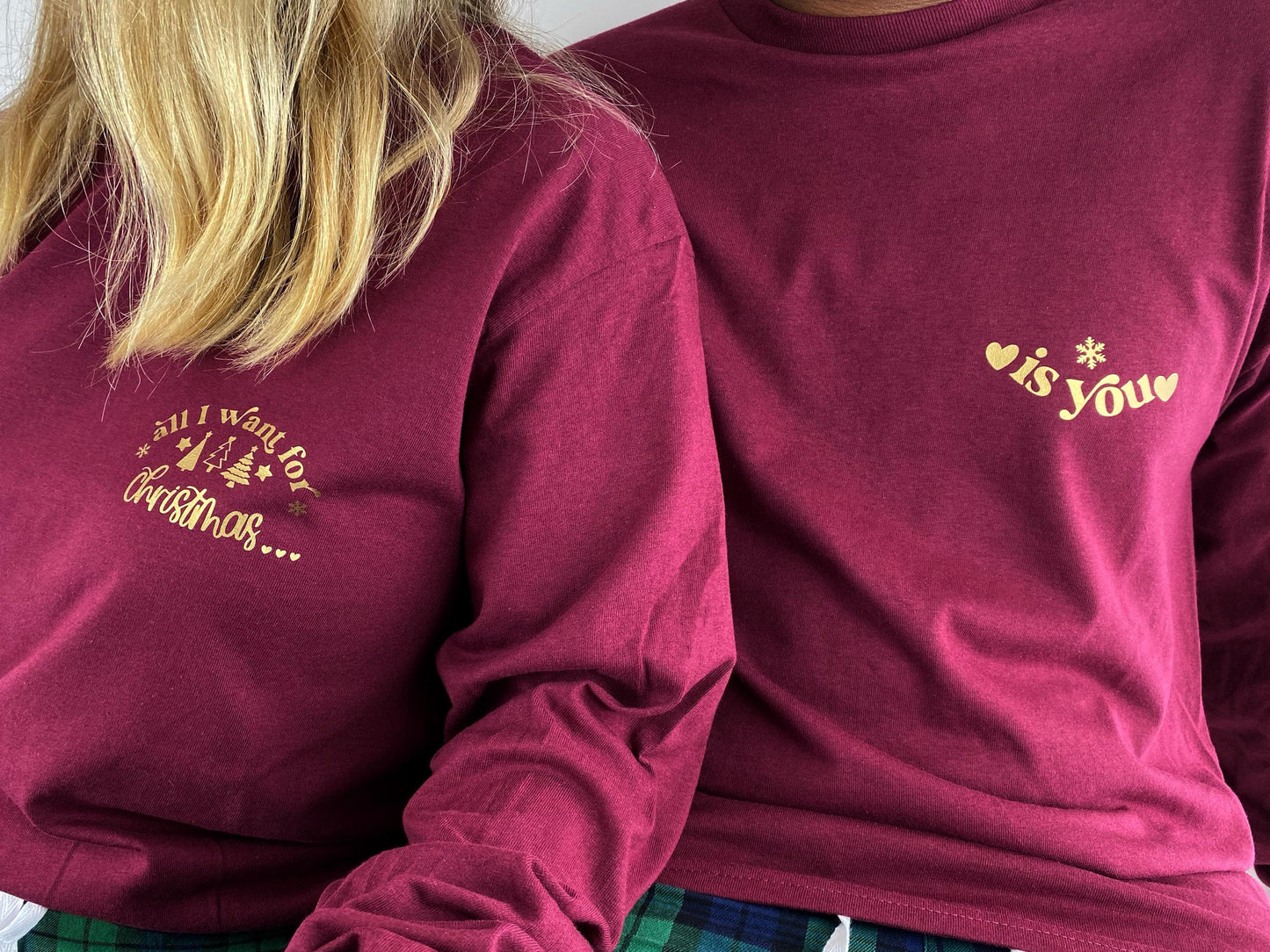Couples Christmas Pyjamas: Matching Long Sleeve Tartan Set