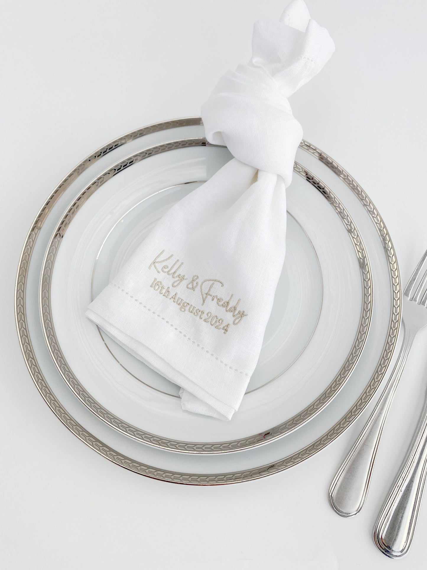 Monogrammed Linen Wedding Napkin: Personalized Hemstitched Napkin