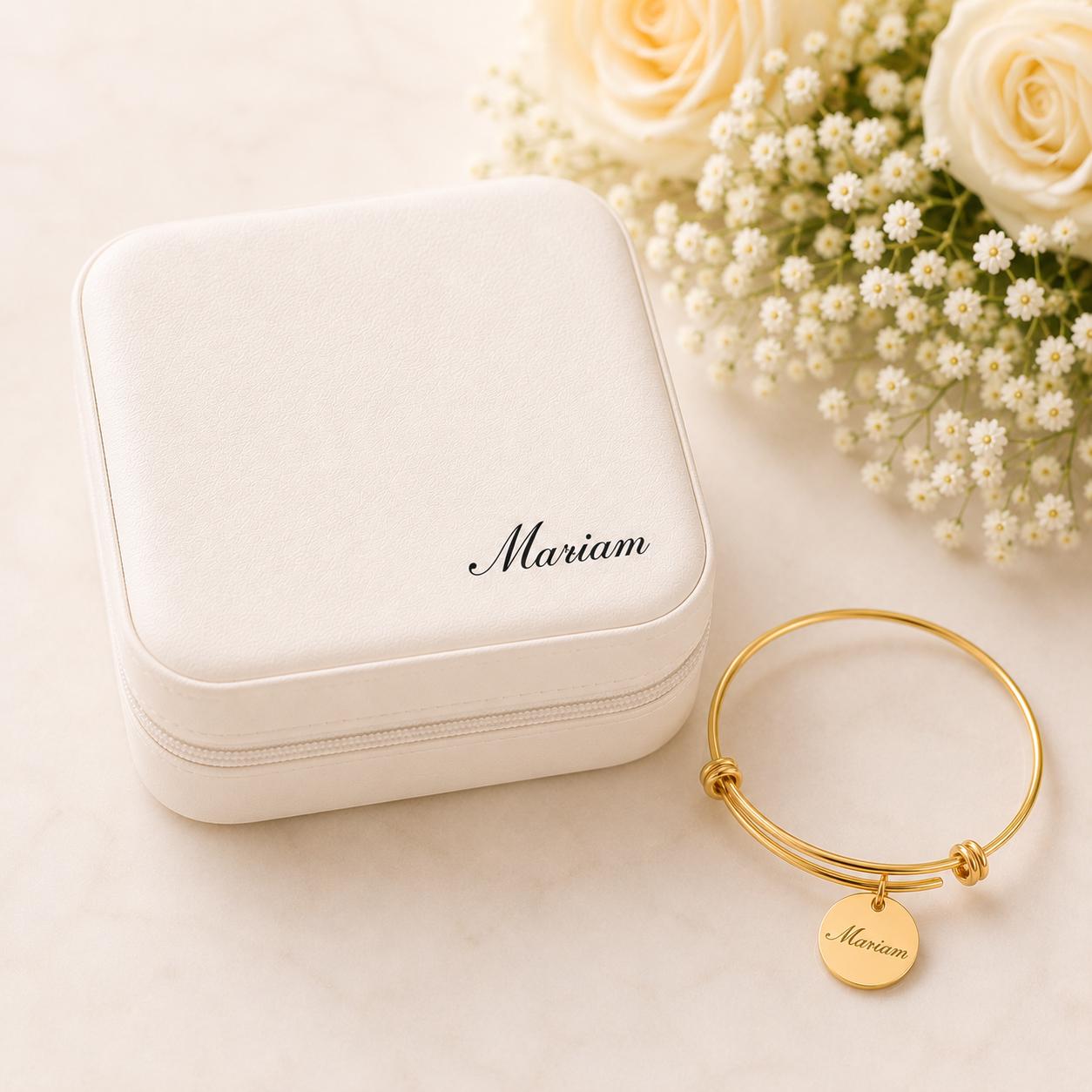 Personalised Bridesmaid Gift Set, Custom Name Bracelet, Jewellery Box, Bridal Party Thank You