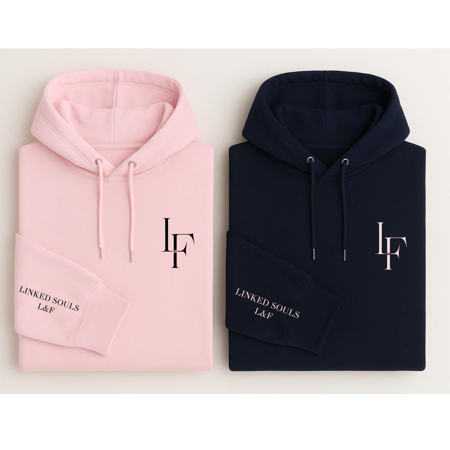 Matching sweatshirt for couples valentines gift, with initials and message on sleeve cuff