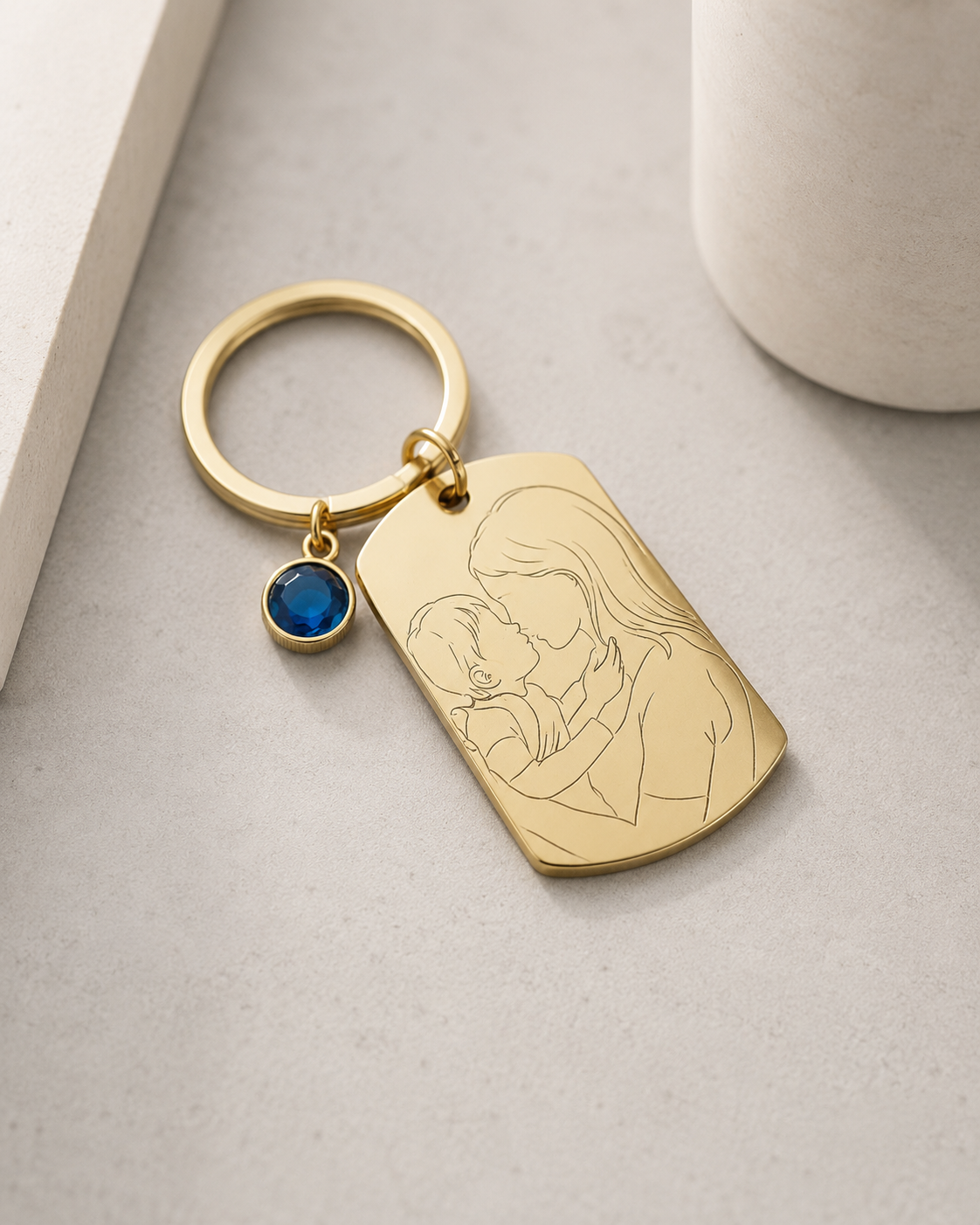 Chaveiro de Foto Personalizado com Pedras de Nascimento | Presente Gravado Personalizado para Vovó e Avó | Chaveiro para o Dia da Mãe