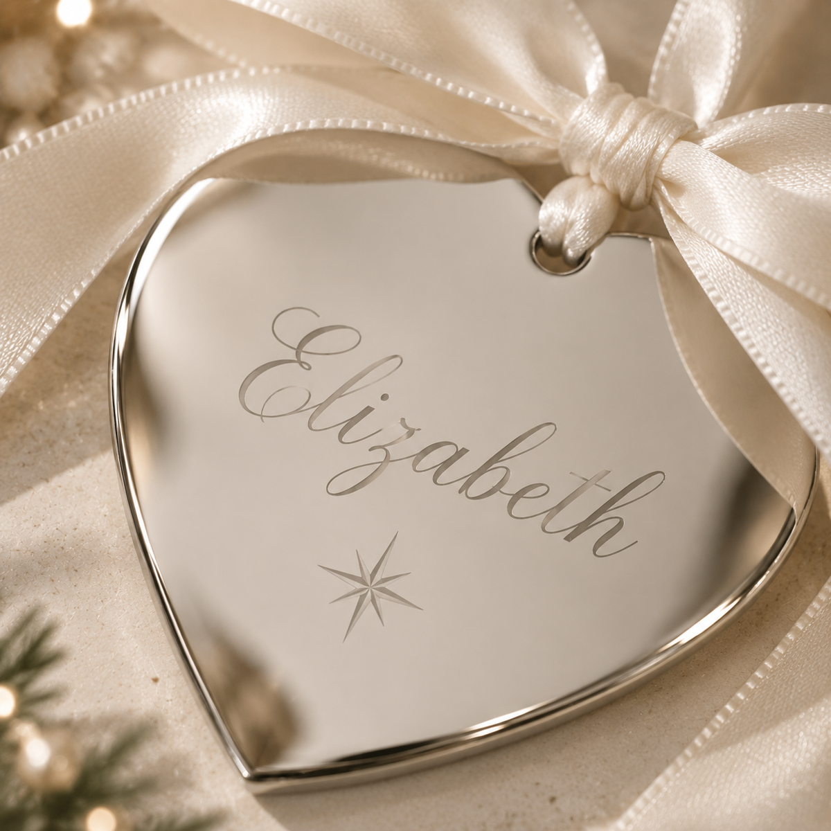 Personalised Christmas Ornament With Name | Luxury Engraved Heart Christmas Decoration | Custom Keepsake Gift