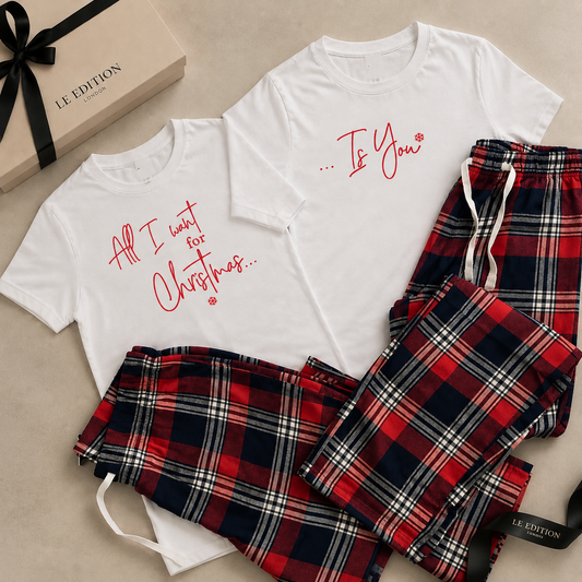 Matching Christmas Pyjamas for Couples | Personalised His & Hers Tartan Pyjama Set