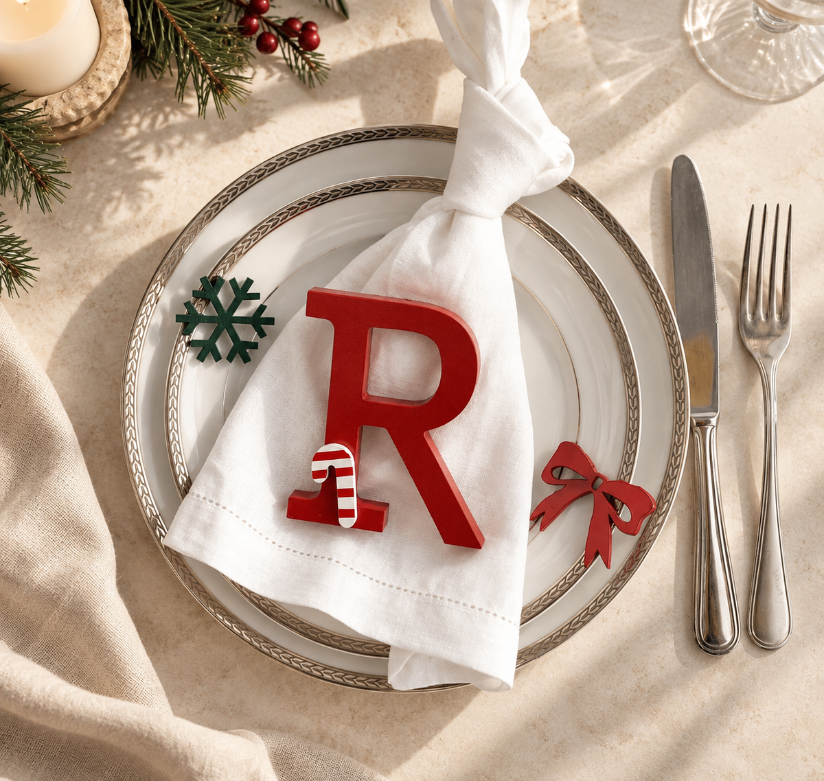 Lettres en bois personnalisées pour Noël : Décorations de table pour les fêtes